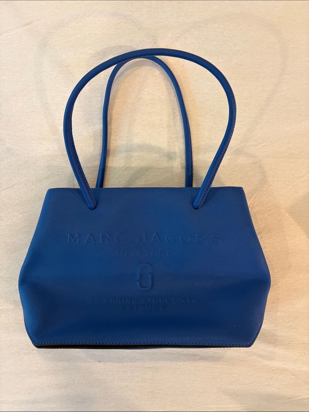 Marc Jacobs Sapphire Blue Leather Logo Tote